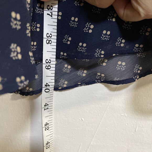 Worthington Navy Blue Polka Dot Ruffle VNeck Dress Size 6P Vintage inspired Midi - Picture 12 of 12